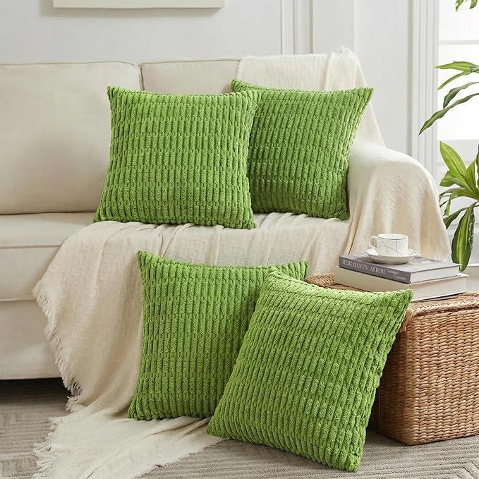 Fancy Homi 4 Packs Decorative Throw Pillow Covers for Living Room Couch Bed, Modern Farmhouse Boho Home Décor Accent Cushion Case, 14" x 14", Lime Green by Fancy+Homi