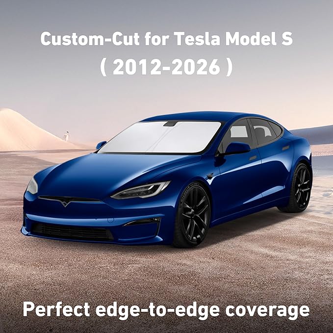 EcoNour Windshield Sunshade Compatible for Tesla Model S 2012-2024 2025 2026, Sun Visor for Front Windshield & Window Sun Shade Cover, UV Heat Blocker & Protector, Car Accessories - Image 2