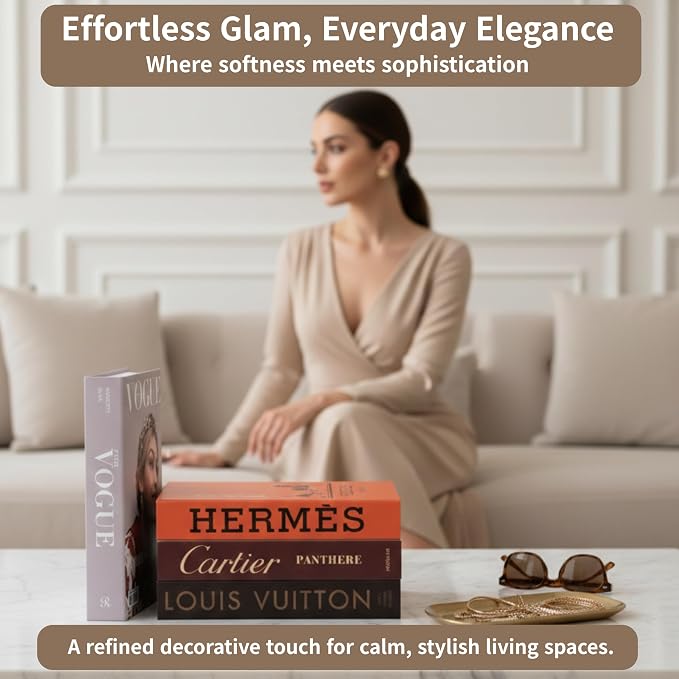 PROBENEX 4 Pcs Decorative Books | Faux Glam Coffee Table & Shelf Decor | Glamorous Designer Look for Living Room, Office and Entryway - Not Real, Tool-Free 2-Min Setup - Image 7