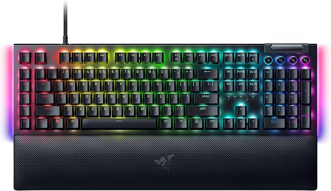 Razer BlackWidow V4 Mechanical Gaming Keyboard, Yellow Linear Switches | Chroma RGB, 6 Dedicated Macro Keys, Magnetic Wrist Rest, Doubleshot ABS Keycaps by Unknown