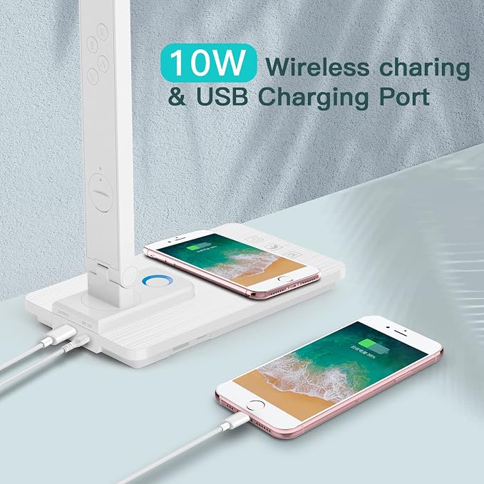LAOPAO LED Desk Lamp with Wireless Charger: Desk Lamps for Home Office Bedroom, 5 Color Modes & Brightness Dimmable, 2 Night Light - Image 7