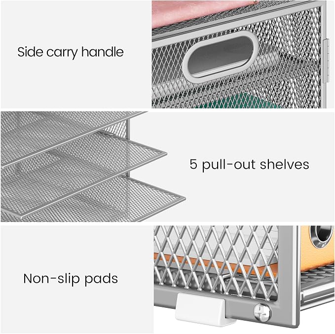 Lavatino 2 Pack 8-Tier Office Desk File Organizer, Letter Tray Paper Organizer with Handle, Including 5 Adjustable Slide Trays for Organizing Desk Workspace Accessories and Supplies (Silver Mesh) - Image 2