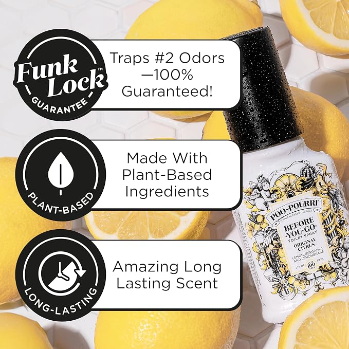Poo-Pourri Before-You-Go Toilet Spray, Original Citrus, 4 Fl Oz, Up to 200 Uses, Bathroom Odor Deodorizer, Plant-Based with Essential Oils, for Home or Work, Lemon, Bergamot and Lemongrass Scent - Image 3