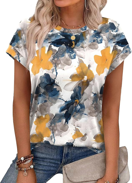 Alaroo Womens Summer Tops Short Sleeve Shirts Crew Neck Tshirt Cute Trendy Tunic Blouses (S-3XL) by Alaroo