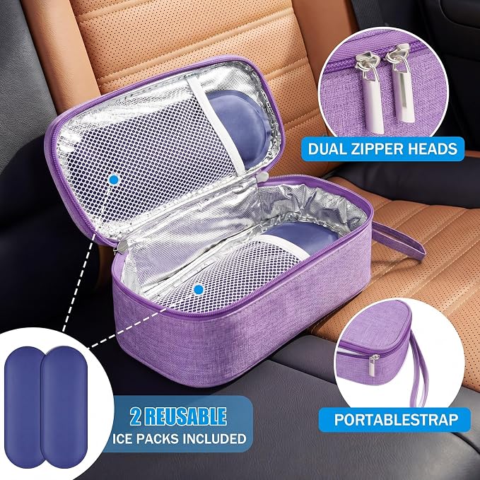 Phone Cooler Bag for Beach, Portable Phone Cooling Pouch with 2 Reusable Ice Packs, Keeps Cool in Extreme Heat for Car Pool Hiking, Extends Battery Life, Fits All Smartphones(Purple,Fabric) - Image 3