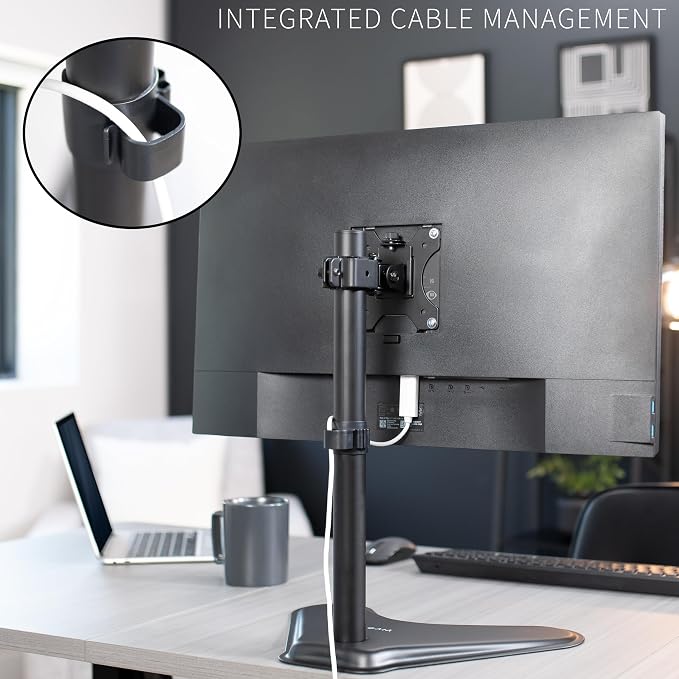 VIVO Single Monitor Desk Stand, Holds Screens up to 32 inch Regular and 38 inch Ultrawide, Freestanding VESA Steel Mount Base, Adjustable Height, Tilt, Swivel, Rotation, Black, STAND-V001H - Image 7