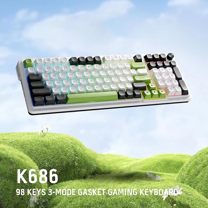 Redragon K686 PRO Wireless RGB Gasket Gaming Mechanical Keyboard, Easy Knob | Multi-Function Control Wheel, 0-Delay Tri-Mode, Cushioned 5-Layer Noise Dampening for Creamy Thocky Sound, Practical 98 Keys - Image 8