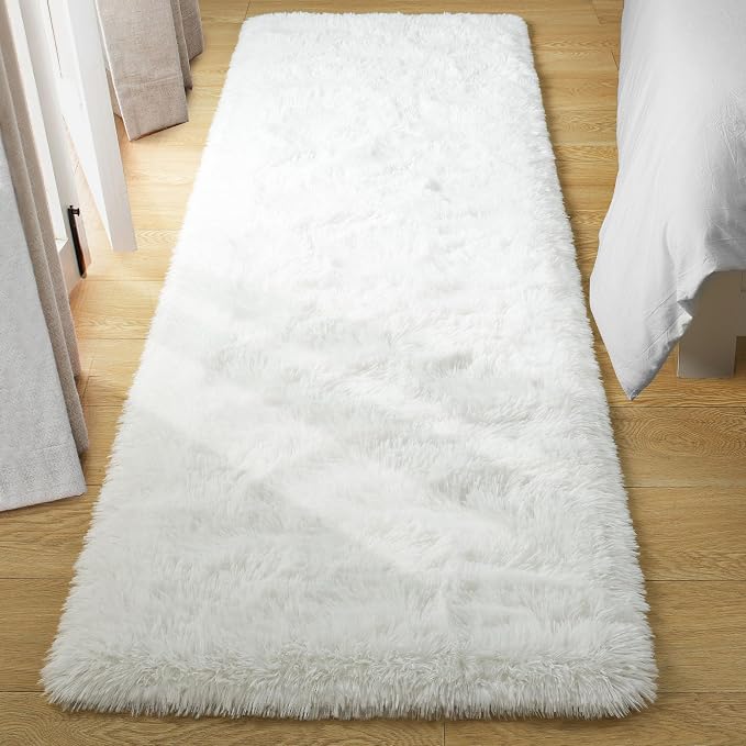 Tepook Soft Runner Rugs for Bedroom 2x6 ft with Rubber Backing, Cream Fluffy Rugs for Living Room, Shag Bedside Rug Fuzzy Plush Carpet for Room, Area Rug for Dorm Nursery Hallway Indoor Home Decor - Image 6