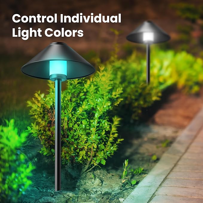 Feit Electric Smart Outdoor Cone Path Lights, 100 Lumens, Color Changing & Tunable White, Music Sync, Works with Alexa & Google Home, App & Remote Control, 15,000-Hour Lifetime, PATH/RGBW/AG/4, 4-Pack - Image 5