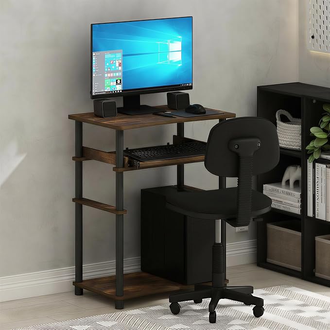 Furinno Home Desk, 23.6 Wide Gaming Desk with Keyboard Tray, Open Shelf Laptop Notebook Computer Desk, Office Desk for Home Office, Study Room, Dorm, Bedroom, Amber Pine by Furinno-FitsYourSpaceFitsYourBudget