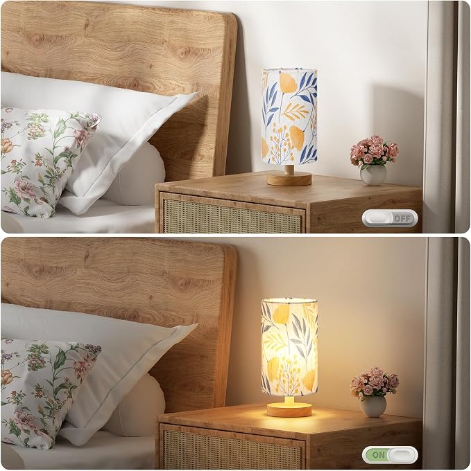 Fenmzee Small Table Lamps (Ginkgo Cream Shade, 9" Inline Control) | 3000K LED Blub Included | 680 Lumens | Easy Assembly | Minimalist Design | E26 | for Kitchen | for Kids Room - Image 4