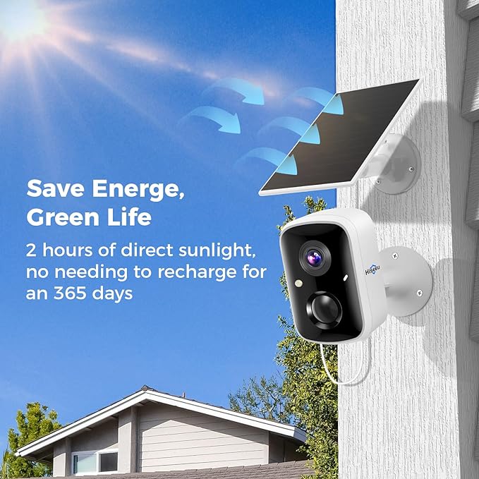 Hiseeu Solar Security Cameras Wireless Outdoor 2 Pack, Battery Powered 3K 4MP wifi Cameras for Home Surveillance, PIR/AI Motion Detection, Waterproof, Color Night Vision, 2-Way Audio, Cloud/SD Storage - Image 3