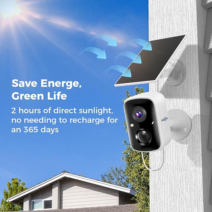 Hiseeu Solar Camera Security Outdoor, 3 Pack 100% Wireless 3K 4MP Surveillance Indoor WiFi Smart Cameras for Home Security Outside, PIR/AI Motion Detection, Waterproof, Color Night Vision, 2-Way Audio - Image 3
