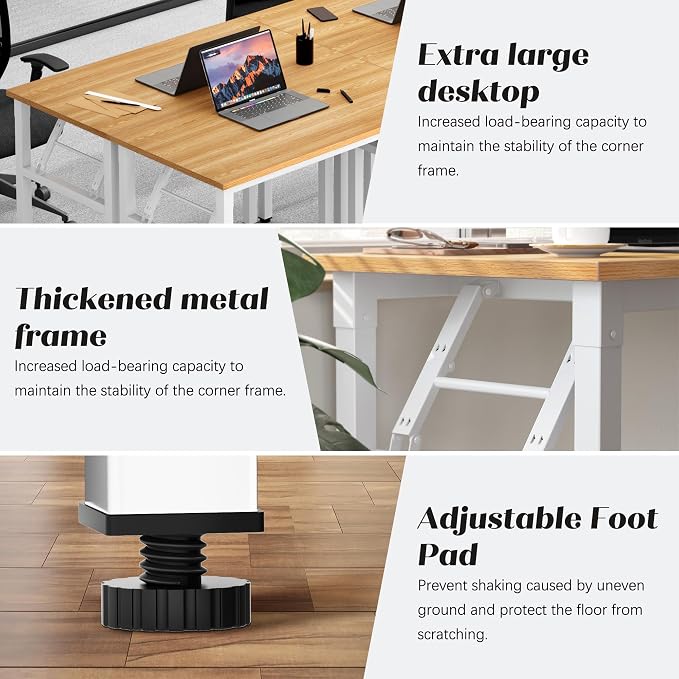 Need Office Computer Desk 35.8 Inch Sturdy Folding Laptop Table Teak | White Frame Writing Gaming Work Table/Foldable Home Office Desk/Sewing Table, No Assembly Required - Image 4