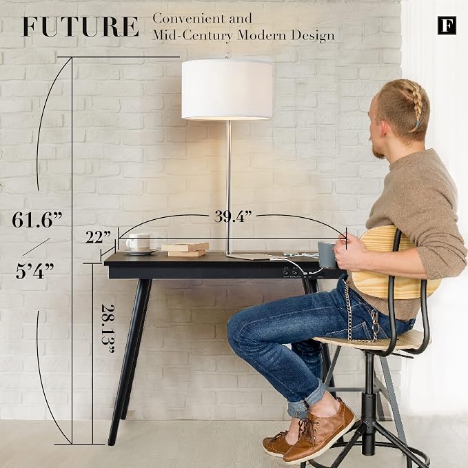 FENLO Future - 39' Modern Desk with USB-C & Qi Wireless Charging Station - Image 2