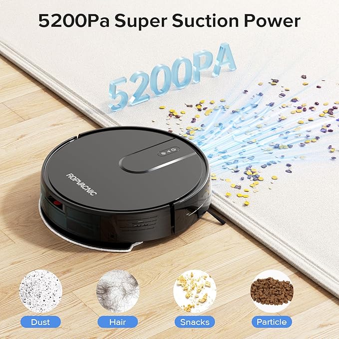 ROPVACNIC Robot Vacuum and Mop Combo 5200Pa Suction Robotic Cleaner | Self-charging, app control, personalized cleaning adjustments, advanced obstacle avoidance, suitable for home use - Image 3