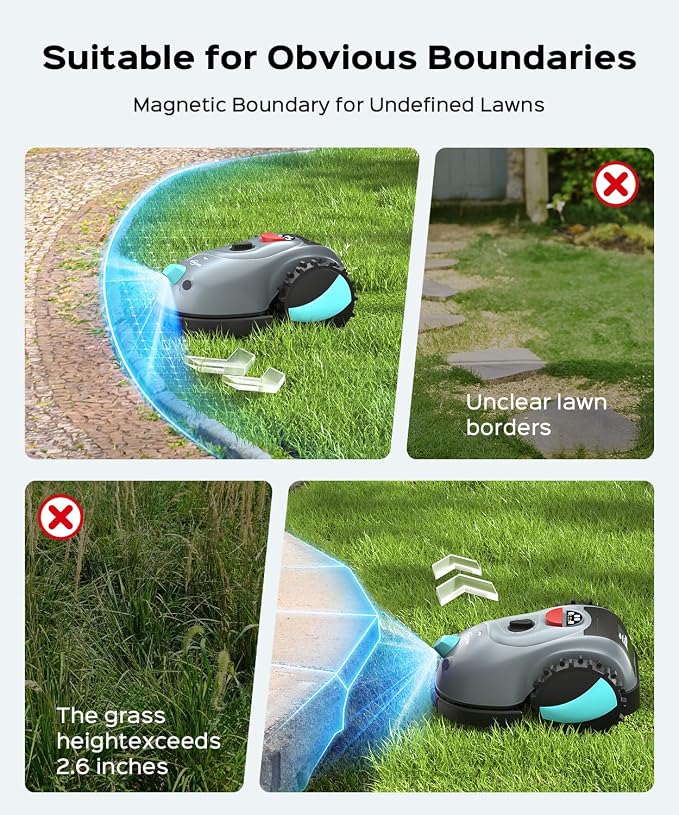 YARDCARE V100 Robot Lawn Mower with HD Vision Navigation, Smart Obstacle Detection, Collision Sensors, Adjustable Cutting Height, Low-Noise Operation—Perfect for Small Lawns up to 1,600 sq ft. - Image 8