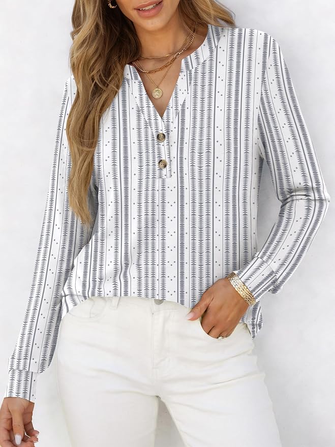 ANRABESS Women's Long Sleeve Shirts 2026 Spring Fashion Dressy Casual Tops Trendy Henley Blouses Cute Work Outfits Clothes - Image 2