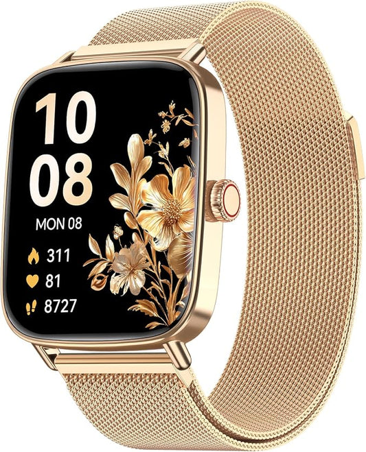 Smart Watch for Men Women, 1.85" HD Smartwatch Compatible iPhone/Samsung/Android (Answer/Make Calls), 100+ Sport Modes Fitness Tracker with Heart Rate/Sleep/SpO2 Monitor, IP68 Waterproof, Metal Band by AEAC