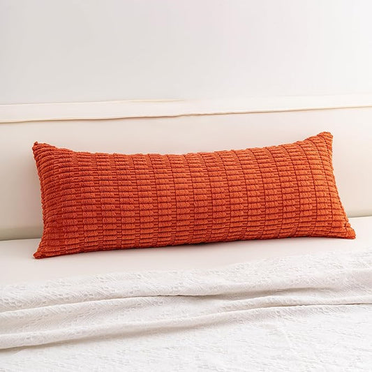 Aegero Corduroy Decorative Throw Pillow Covers 14x36 Inch Soft Striped Pillow Covers Modern Farmhouse Home Decor for Sofa Living Room Couch Bed（Rust） by Unknown