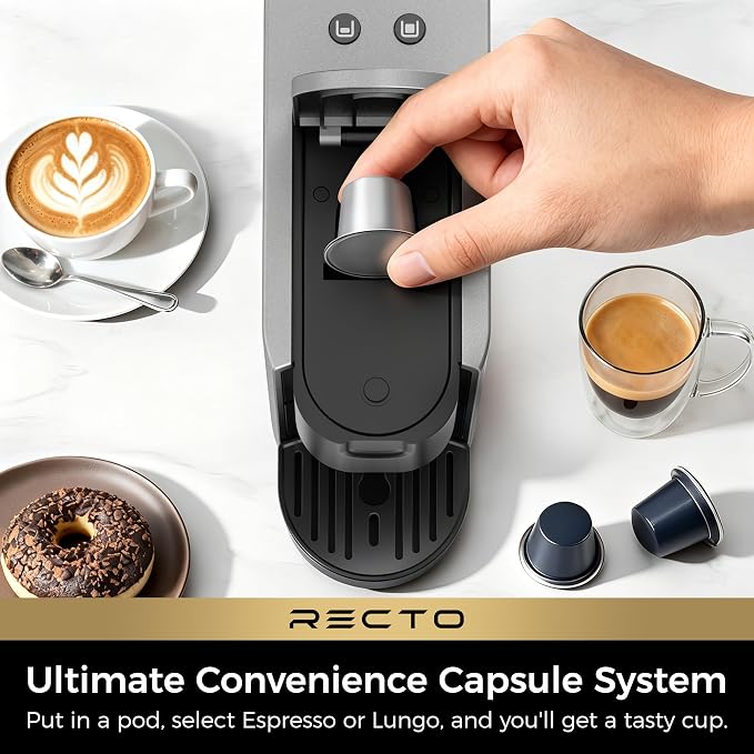 CHULUX RectoCafé Espresso Coffee Machine for Nespresso Original Pod, Gray | Extra Mini Design, 20 Bar Professional Italian Pump, Food-Grade Materials, Quiet with Low-Vibration Brewing for Home & Office - Image 3