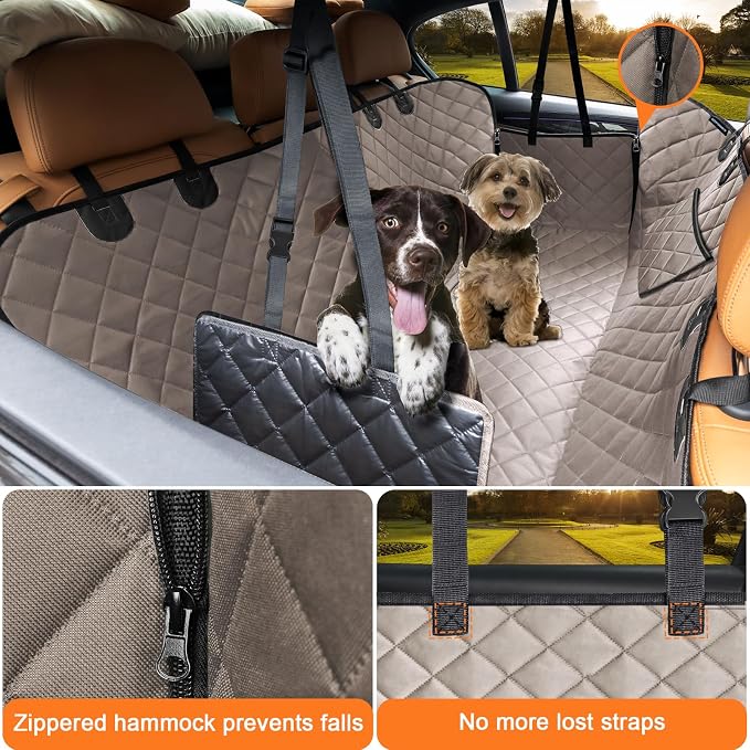 URPOWER Dog Car Seat Cover for Pets 100% Waterproof Seat Cover Hammock 600D Heavy Duty Scratch Proof Nonslip Durable Soft Back Seat Covers for Full Size Trucks - Image 2