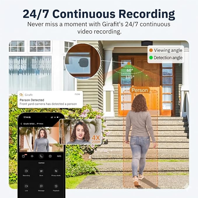 Girafit 3MP 2K Window Camera,2.4GHz & 5GHz WiFi Indoor Cameras for Home Security with ChroMax Al Color Night Vision,Person & Motion Detection,24/7 Recording,Easy & Quick Install - Image 3