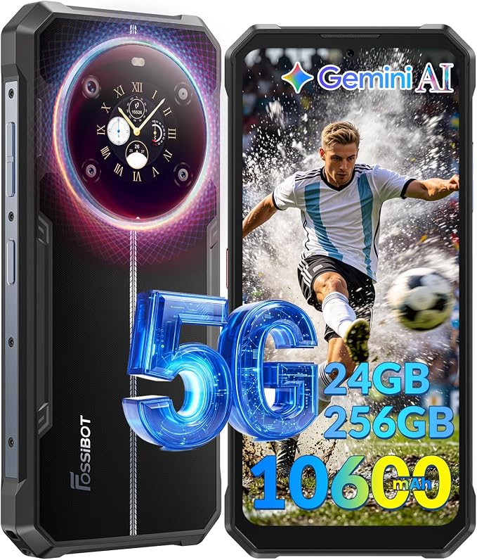 FOSSIBOT F109 5G Rugged Phone Unlocked(2026), 24GB+256GB/2TB, MTK Dimensity 6300 Chipset Cell Phone, 6.75'' FHD+1.32 Dual Display, 10600mAh Battery Android 14, 50MP AI Camera/T-Mobile/IP68/IP69K by FOSSIBOTSolarGenerator