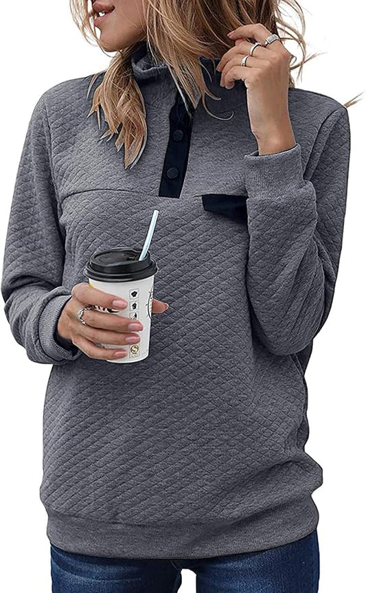 BTFBM Women Fashion Quilted Pattern Lightweight Zipper Long Sleeve Plain Casual Ladies Sweatshirts Pullovers Shirts Tops by BTFBM