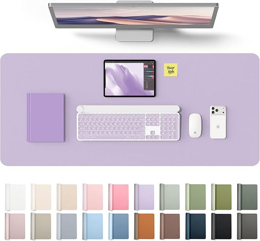 YSAGi Leather Desk Protector, Office Mat, Large Mouse Mat, Non-Slip PU Leather Blotter, Laptop Desk Mat, Waterproof Writing Pad for Office and Home(Light Purple, 42" x 17.2") by YSAGi