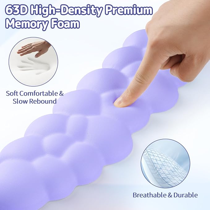 Sushret Cloud Wrist Rest Keyboard, Cloud Keyboard Wrist Pad Set with PU Leather Memory Foam, Cute Arm Rest for Palm Support, PC/Gaming Desk Accessories/Office Setup/Computer Hand Cushion - Purple - Image 4