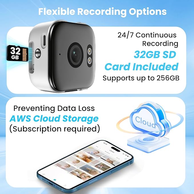 vebiliki 【2 Pack】 Window Cameras with 32GB SD Cards, 2K 3MP Indoor Cameras for Home Security, AI Starlight Color Night Vision, Easy Install & Use, 24/7 Recording, Support 5GHz & 2.4GHz WiFi - Image 4