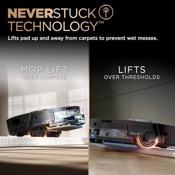 Shark PowerDetect NeverTouch Pro Robot Vacuum & Mop, Black,RV2820ZE | 5 PowerDetect Technologies, NeverStuck, NeverTouch Pro Base (Self-Empty 60-Day, Refill, Pad Wash/Dry), 360° LiDAR + 3D Sensor - Image 6