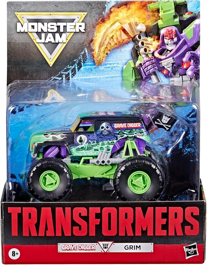 Transformers Collaborative x Monster Jam Grave Digger (Grim) | Leader Class 9.25-inch Robot Action Figure Converts to Monster Truck, Car Toys for Ages 8+ - Image 3