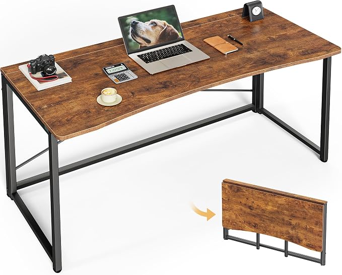 Huuger Folding Desk for Small Spaces, 31.5 Inch Foldable Computer Table, Easy Assembly, for Home Office, Study, Bedroom, Dorm, Space Saving, Small Writing Work Office Computer Desk, Rustic Brown by Huuger
