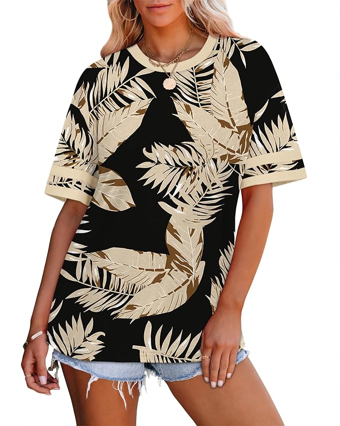 WIHOLL Womens T Shirts Loose Fit Short Sleeve Tees Crew Neck Color Block Summer Tops 2026 Fashion - Image 3