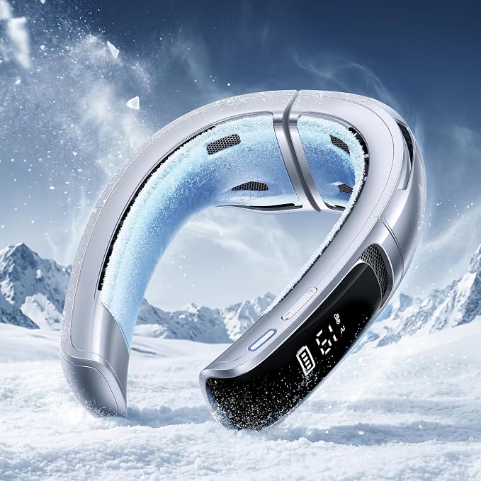 RANVOO AICE LITE MAX 2026 Real AC Cold Blast [No.1 Coolest & Most Durable] AI Neck Air Conditioner, Best Immersive Neck Cooler, 6000 mAh Rechargeable Neck Fan Blow Cold Air, Summer Gift for Mom Silver by RANVOO