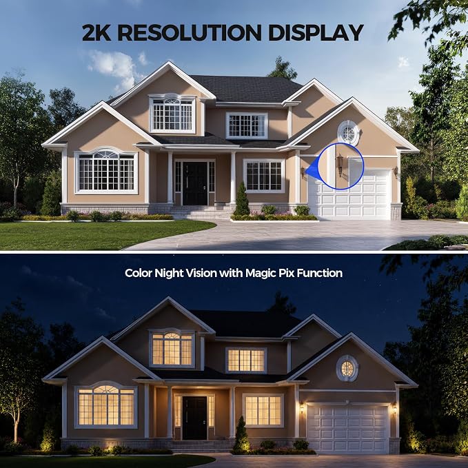 AlkiVision Solar Security Cameras Wireless Outdoor - 2K Night Color Vision Cameras for Home Security, AI Motion Detection, 360° View, Spotlight, 2-Way Audio, Siren, IP67 Waterproof, SD/Cloud Storage - Image 2