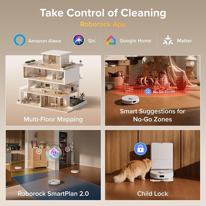 roborock 2026 New Qrevo S Pro Robot Vacuum and Mop, 18,500Pa Suction | Multifunctional Dock with 167℉ Mop Self-Cleaning, Smart Obstacle Avoidance, Anti-Tangle Brush, Liftable Spinning Mop, White - Image 8