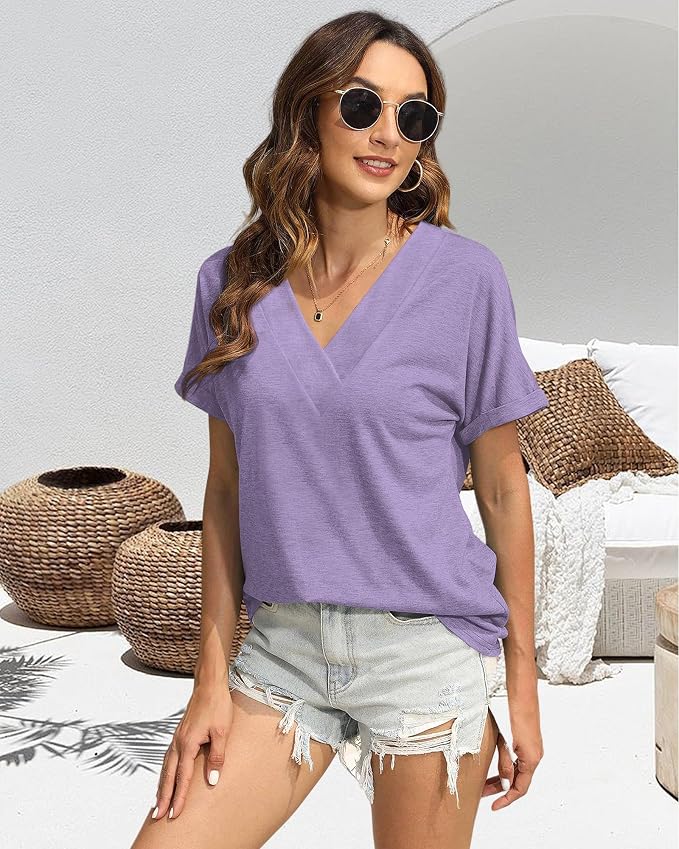 T Shirts Short Sleeve V Neck Tees Womens Tops Beach Vacation Fashion Clothes 2026 Casual Summer Spring Fall Outfits - Image 6