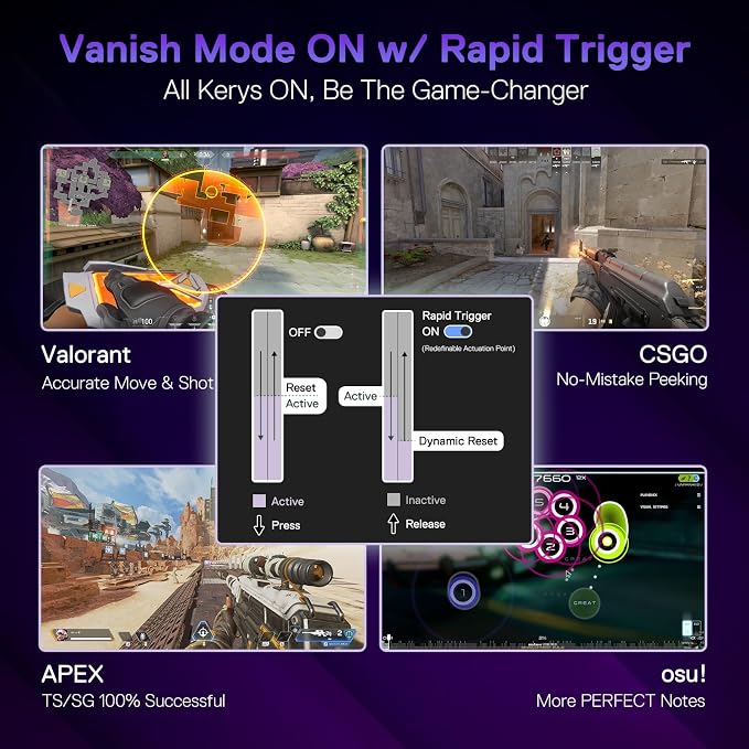 Redragon K673 HE Wired Hall-Effect Rapid Trigger Magnetic Gaming Keyboard | Multi-Function Control Wheel, Silky POM 8K Switches for Valorant & FPS Precision, Zero Delay, Compact 80% Size, PRO Software - Image 5