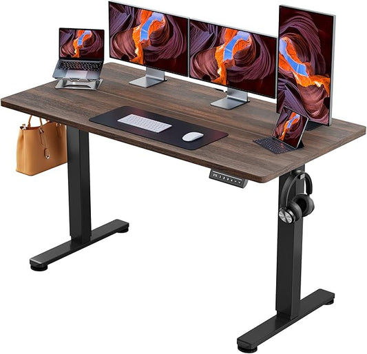 ErGear Height Adjustable Electric Standing Desk, 63 x 28 Inches Sit Stand up Desk, Memory Computer Home Office Desk, Dark Walnut by ErGear