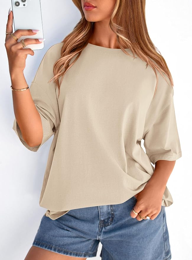PRETTYGARDEN Womens 2026 Spring Going Out Tops Casual Short Sleeve Crewneck Loose Fit Basic Oversized T Shirts Summer Outfits - Image 3
