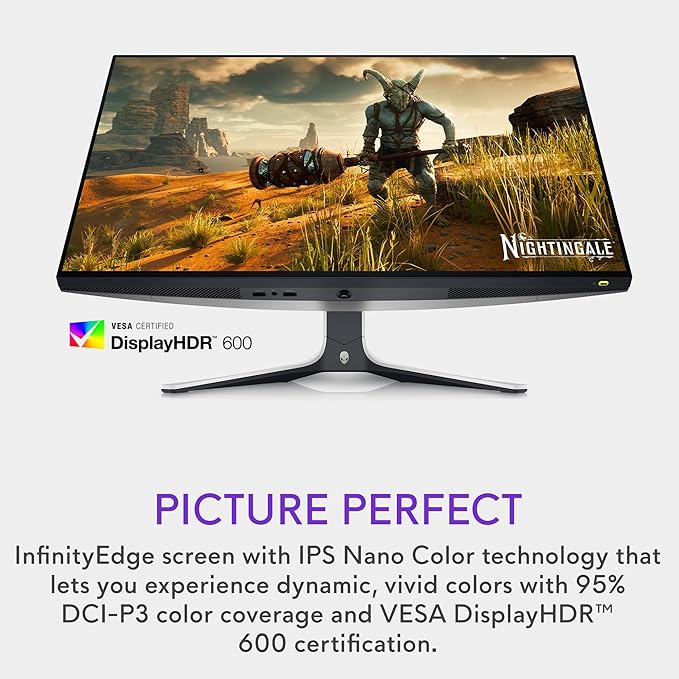 Alienware AW2723DF Gaming Monitor - 27-inch (2560 x 1440) 240Hz Display (DP 1.4), 1ms Response Time, NVIDIA G-Sync, Preset OSD Modes, Height/Tilt/Swivel/Pivot Adjustability - Lunar Light - Image 4