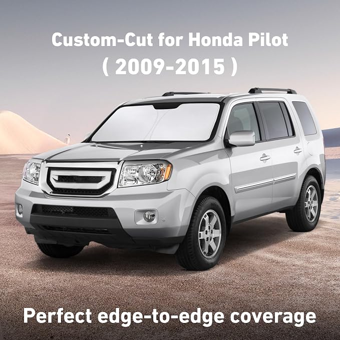 EcoNour Windshield Sunshade Compatible for Honda Pilot 2009-2013 2014 2015, Sun Visor for Front Windshield & Window Sun Shade Cover, UV Heat Blocker & Protector, Car Accessories - Image 2