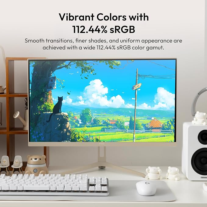 Pixio PX248 Wave Beige 24 inch 200Hz Refresh Rate FHD 1080p Resolution Fast IPS Panel 1ms GTG Response Time Built-in Speakers Gaming Monitor with Adaptive Sync - Image 6