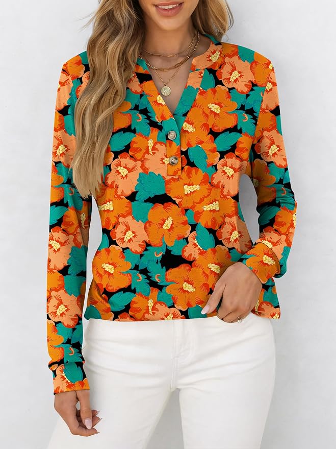 ANRABESS Women's Long Sleeve Shirts 2026 Spring Fashion Dressy Casual Tops Trendy Henley Blouses Cute Work Outfits Clothes - Image 3