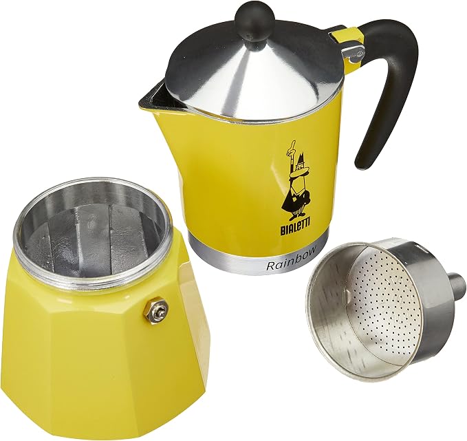 Bialetti Rainbow Moka Pot in Yellow, 6 Cup Stove Top Espresso Maker - Aluminum Cafetera for Ground Coffee, Italian Coffee Maker for Home Brewing - Image 4