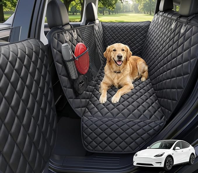URPOWER Dog Car Seat Cover for Tesla Model Y & Juniper (2025+) with Door Protectors, Waterproof Seat Cover Hammock 600D Heavy Duty Scratch Proof Nonslip Durable Soft Back Seat Covers by URPOWER