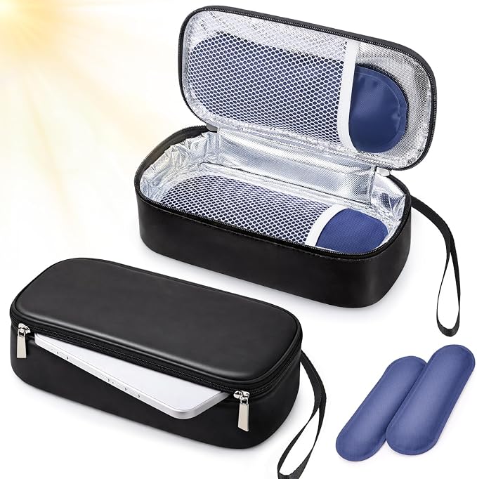 Phone Cooler Bag for Beach, Portable Phone Cooling Pouch with 2 Reusable Ice Packs, Keeps Cool in Extreme Heat for Car Pool Hiking, Extends Battery Life, Fits All Smartphones(Black,PU) by Unknown